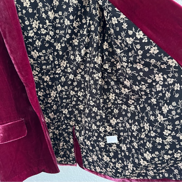 Sundance Silk Blend Boho Velvet Blazer Raspberry Pink Floral Lined Size 6 - Picture 9 of 14